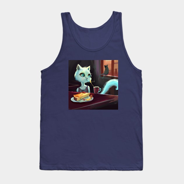 Blue Cat Considers Eating a Mouse Instead of her Quiche Tank Top by Star Scrunch